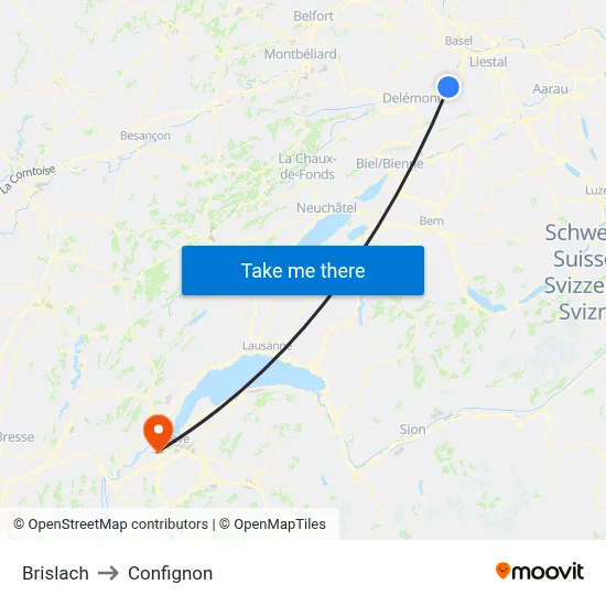 Brislach to Confignon map