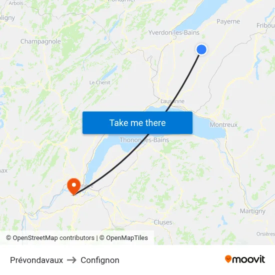 Prévondavaux to Confignon map
