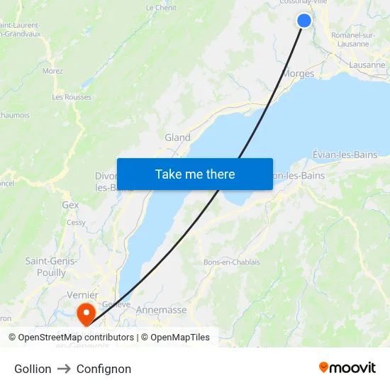 Gollion to Confignon map