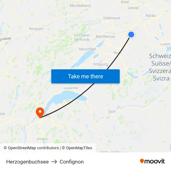 Herzogenbuchsee to Confignon map