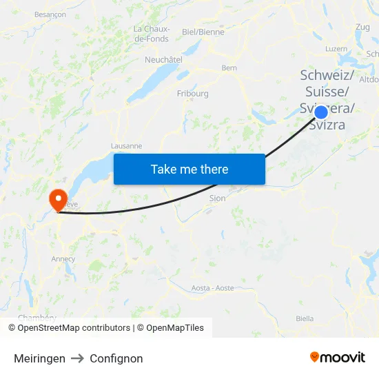 Meiringen to Confignon map