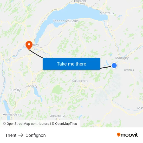 Trient to Confignon map