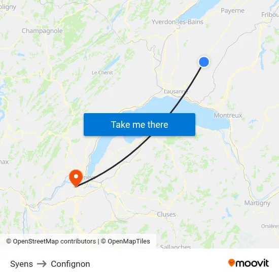 Syens to Confignon map
