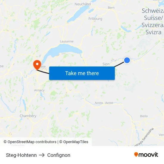 Steg-Hohtenn to Confignon map