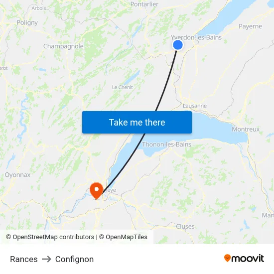 Rances to Confignon map