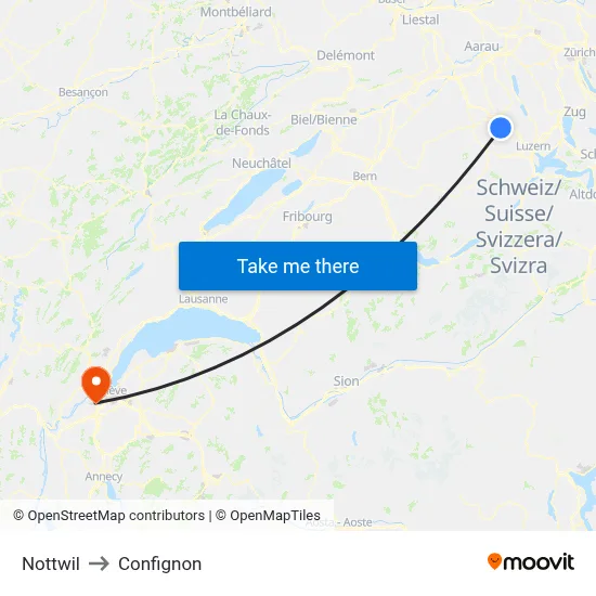 Nottwil to Confignon map