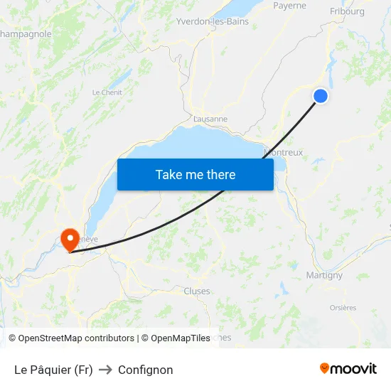 Le Pâquier (Fr) to Confignon map