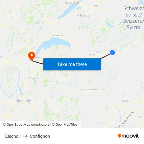 Eischoll to Confignon map