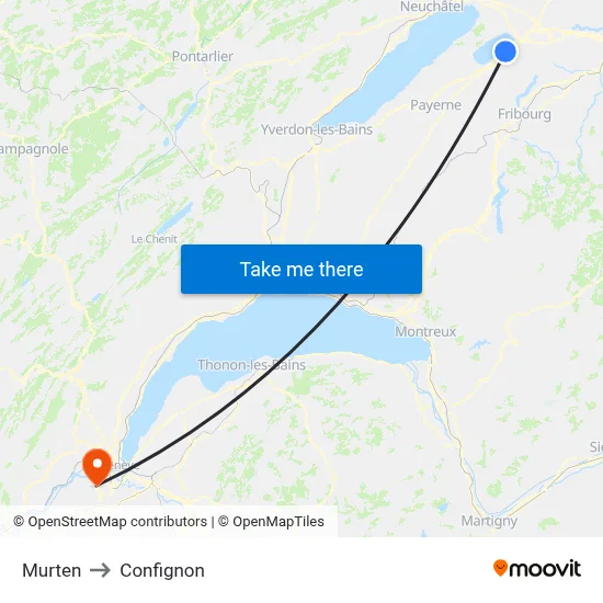 Murten to Confignon map
