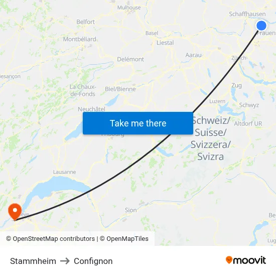 Stammheim to Confignon map