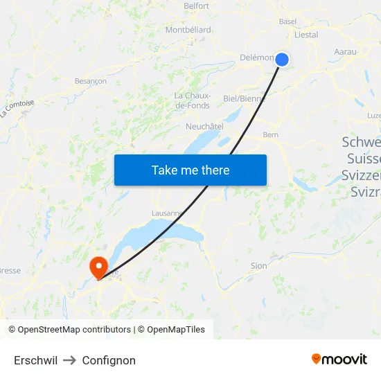 Erschwil to Confignon map