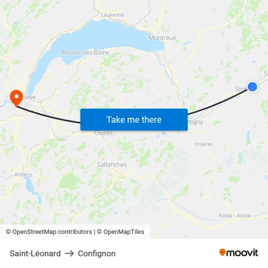 Saint-Léonard to Confignon map