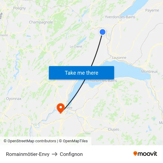 Romainmôtier-Envy to Confignon map