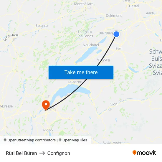 Rüti Bei Büren to Confignon map