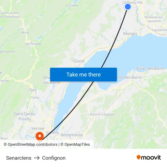 Senarclens to Confignon map
