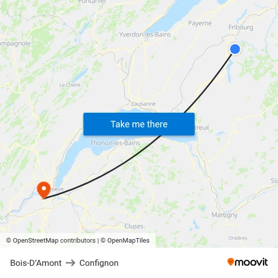 Bois-D’Amont to Confignon map