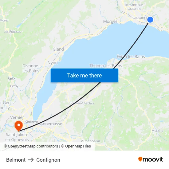 Belmont to Confignon map