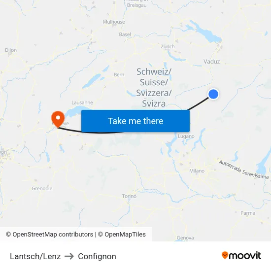 Lantsch/Lenz to Confignon map