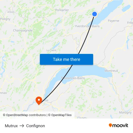Mutrux to Confignon map