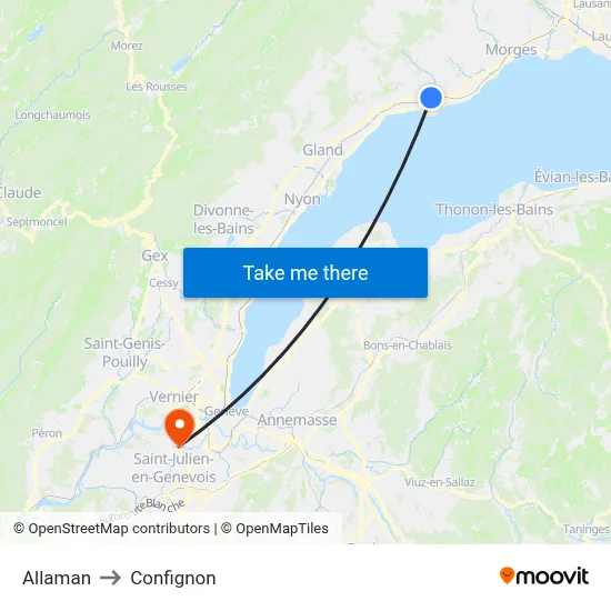 Allaman to Confignon map