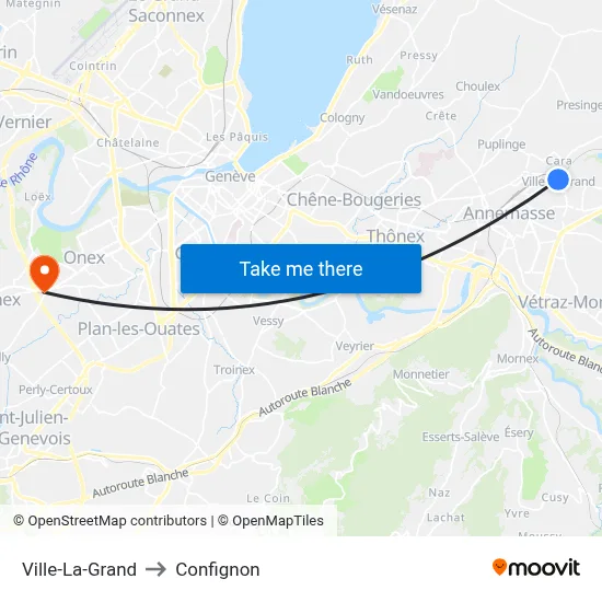 Ville-La-Grand to Confignon map