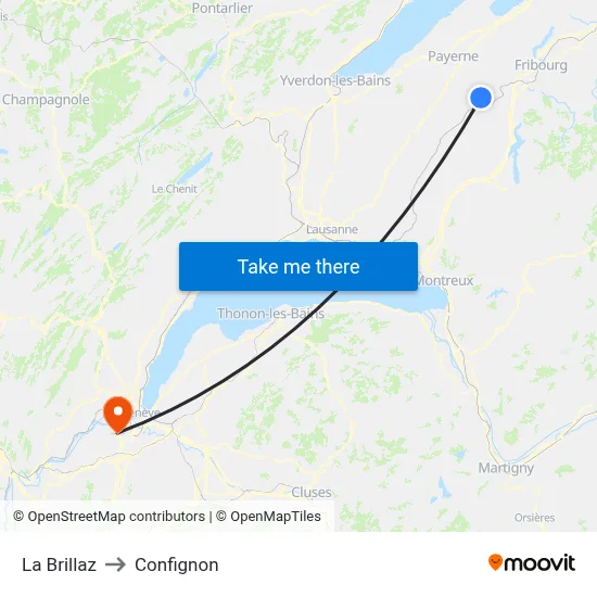 La Brillaz to Confignon map
