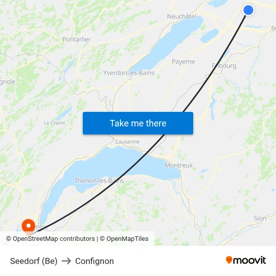Seedorf (Be) to Confignon map