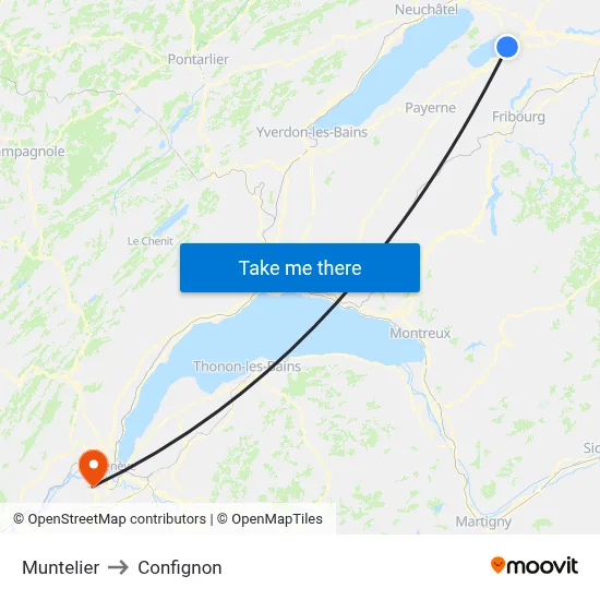 Muntelier to Confignon map