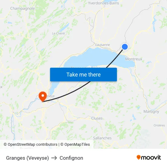 Granges (Veveyse) to Confignon map