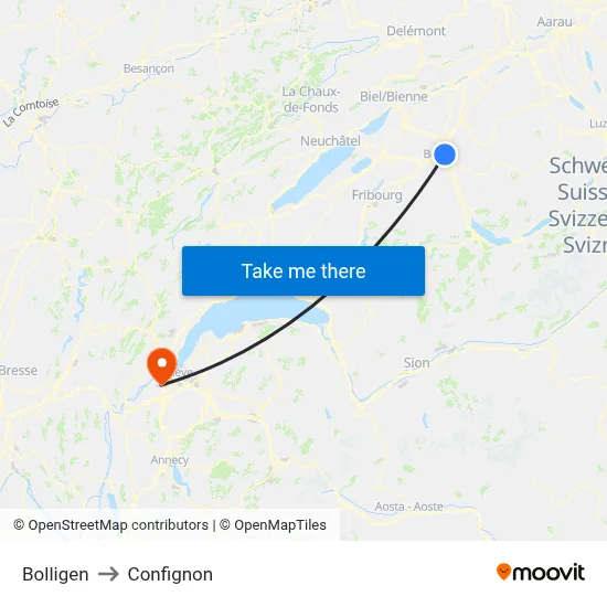 Bolligen to Confignon map