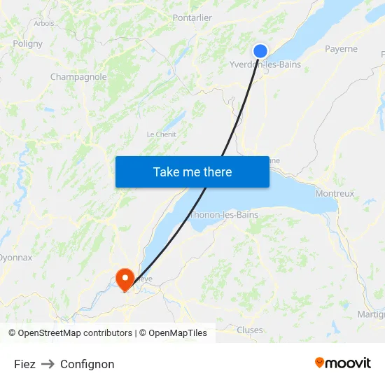 Fiez to Confignon map