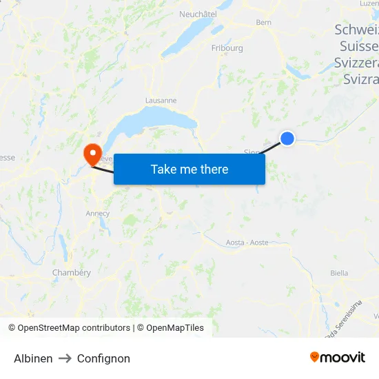 Albinen to Confignon map