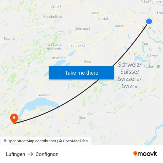 Lufingen to Confignon map