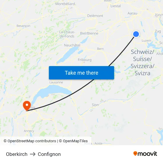 Oberkirch to Confignon map