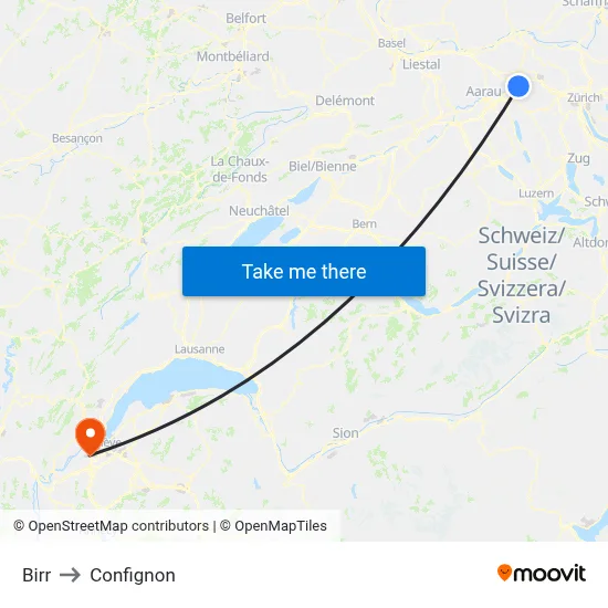 Birr to Confignon map