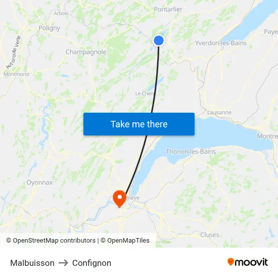 Malbuisson to Confignon map
