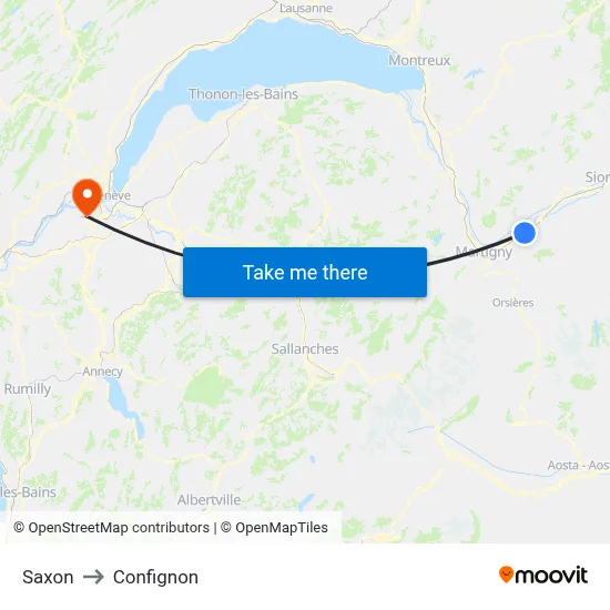 Saxon to Confignon map