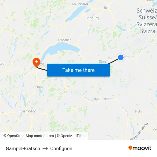 Gampel-Bratsch to Confignon map