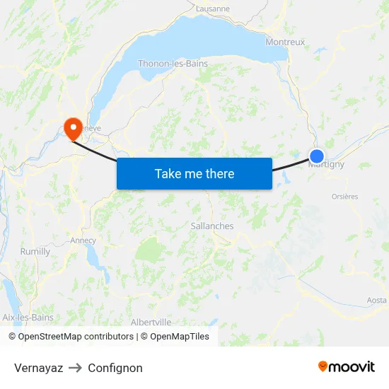 Vernayaz to Confignon map