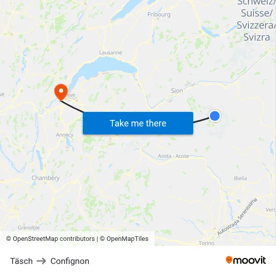 Täsch to Confignon map