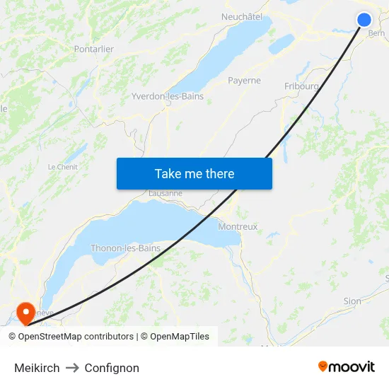 Meikirch to Confignon map