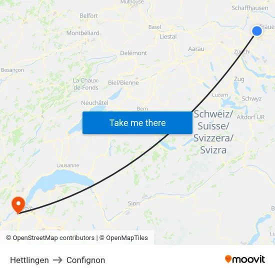 Hettlingen to Confignon map