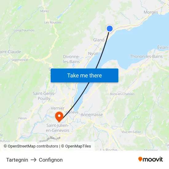 Tartegnin to Confignon map