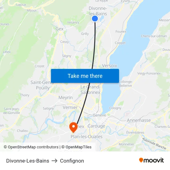 Divonne-Les-Bains to Confignon map