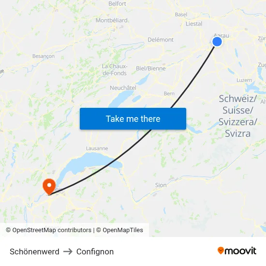 Schönenwerd to Confignon map