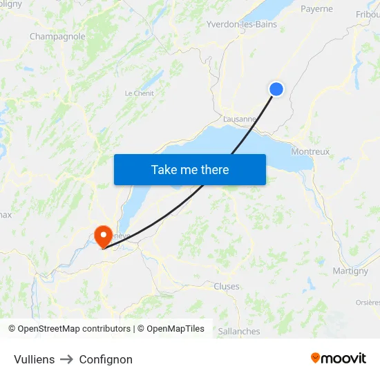 Vulliens to Confignon map