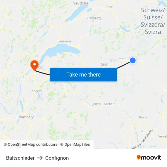 Baltschieder to Confignon map