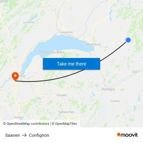 Saanen to Confignon map