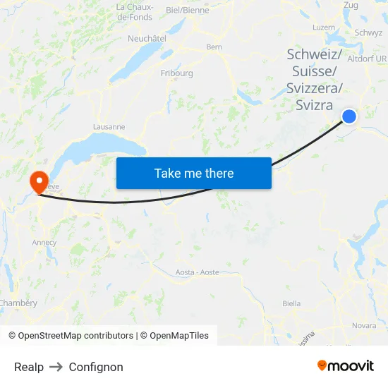 Realp to Confignon map