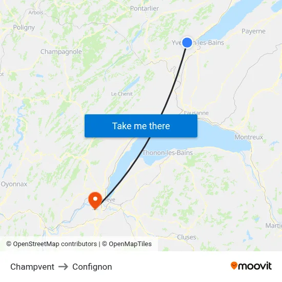 Champvent to Confignon map